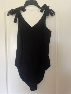 Old Navy Black Tie-Shoulder V-Neck Bodysuit